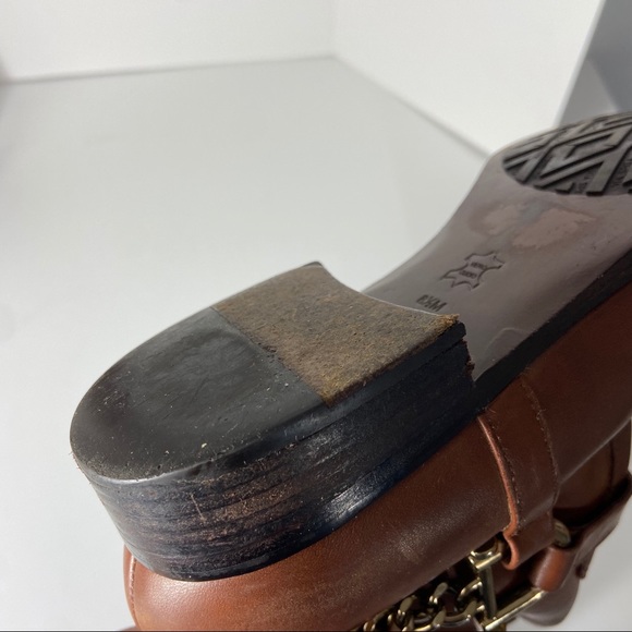 VIA SPIGA Brown Leather Riding Boots Chain Detail - Picture 6 of 13